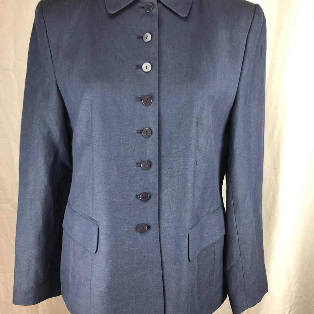 VALERIE STEVENS PETITES Navy Buttoned Blazer 8P